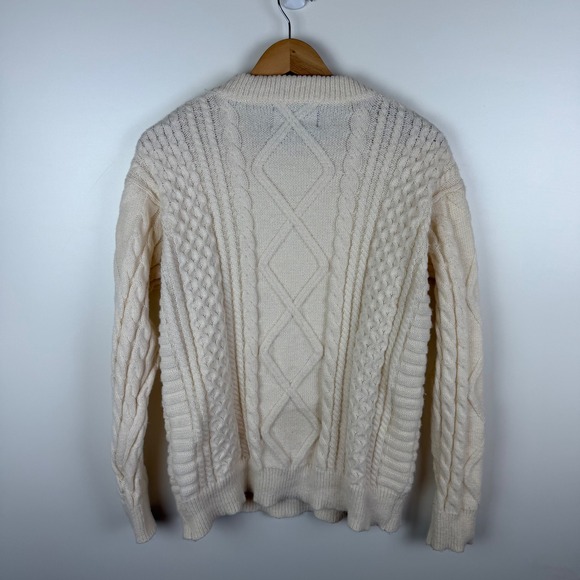 Aelfric Eden Cream Cable Knit Sweater Medium Fisherman Minimalist Cozy Neutral - Picture 3 of 12